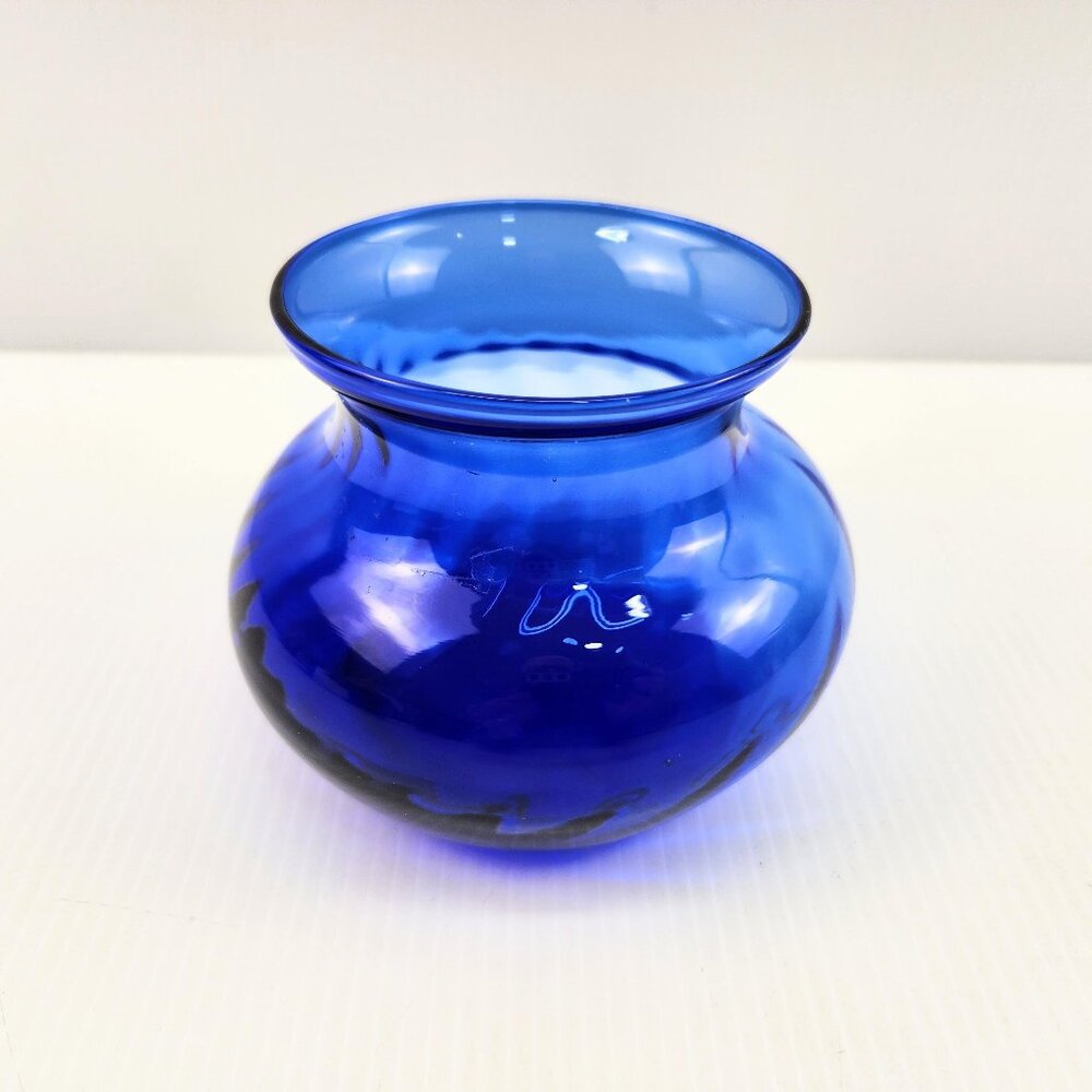Royal Blue Bowl, Blue Round Glass Vase for home decor